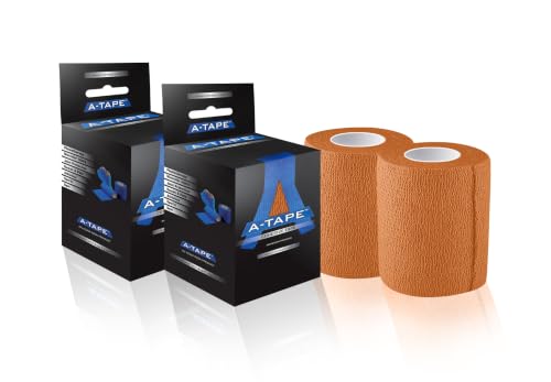Image of A-Tape Cohesive Crepe (7.5cm X 4.5 mtr, Pack of 2) Elastic Self Adherent Crepe Bandage Breathable Self Adhesive Cohesive Bandage for Humans & Pets (Dogs, Cats, Birds) (Orange)
