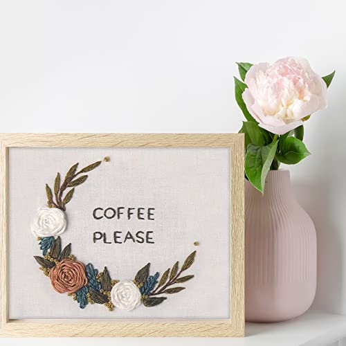 Image of Leisure Arts Embroidery Kit 6 inch Coffee Please - cross stitch kits for beginners - embroidery kit for beginners - embroidery kits for adults - embroidery kits for adults