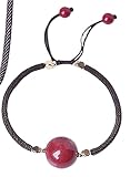 Esposas Pulseras Ajustables for Mujeres y Hombres, Pulsera de cinabrio Natural, talismán, Piedra, Pulsera de Cuentas de la Suerte, Collar de Cristal de Chakra con Cuentas