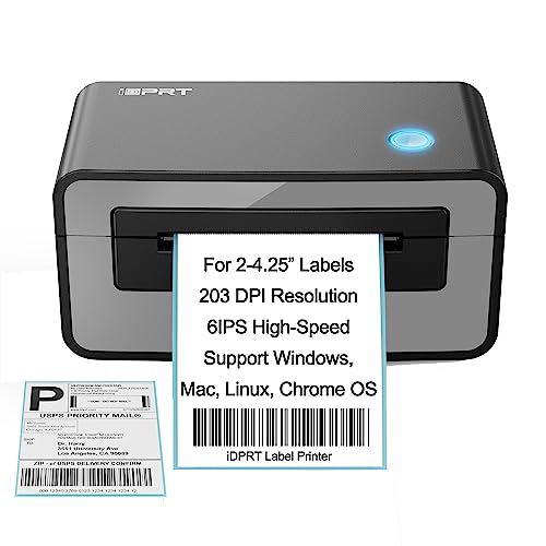 iDPRT Bluetooth Thermal Shipping Label Printer for Phone, 4x6, Supports Windows/Mac/iOS/Android, Ideal for Small Business and Shipping Packages Black Bluetooth+USB