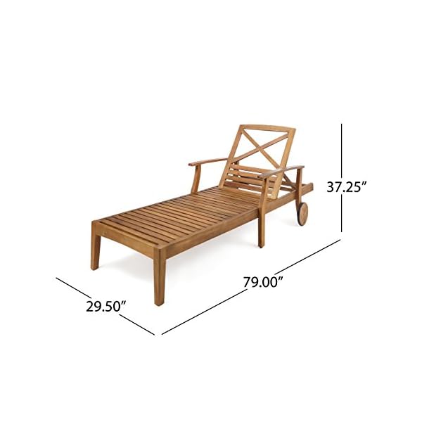 Christopher knight home perla outdoor acacia wood chaise lounge teak finish  urban country home decor