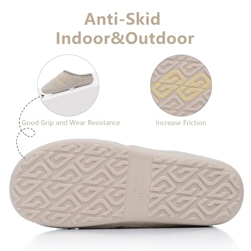 Slippers for Women Indoor and Outdoor Warm Cozy House Slippers with Soft Terry Cloth Memory Foam and Non-Slip TPR Sole Bedroom Shoes Gifts for Women Her Mom Beige4