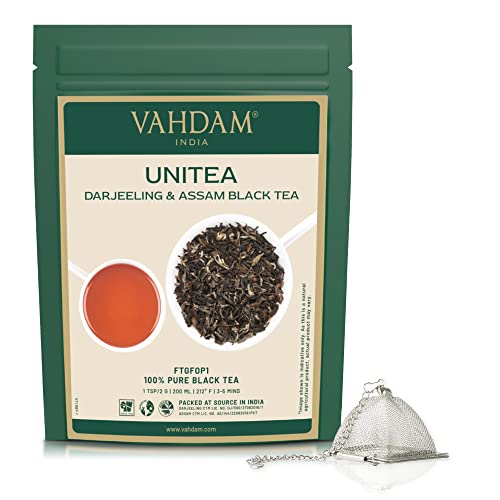 Vahdam, Unitea (Darjeeling & Assam) Blend Black Tea(255G) + Pyramid Tea Infuser #TOP22