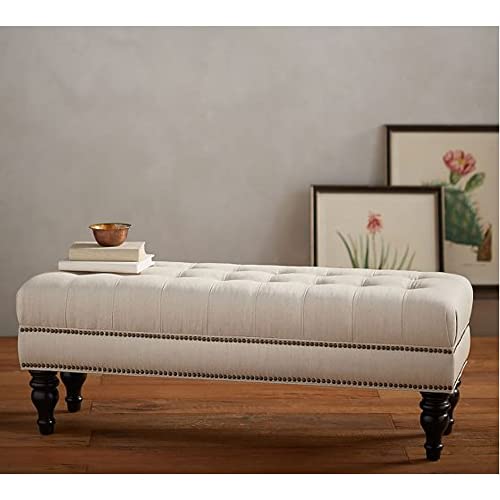 Image of Martin Tufted Upholstered Bench Ottoman Storage Couch pouffe Puffy Settee Footstool bedend for livingroom Bedroom Office