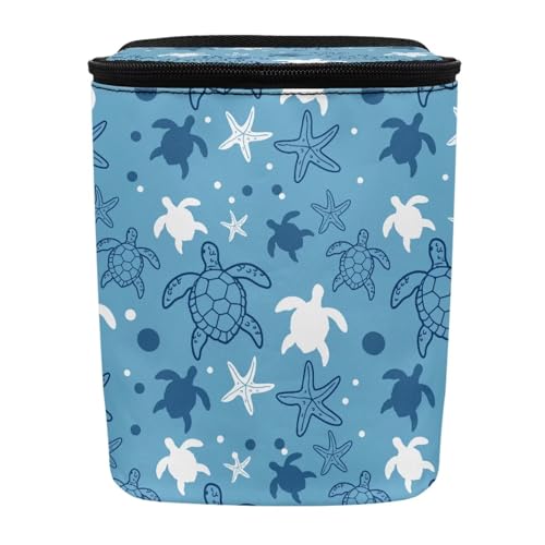 Image of KEIAHUAN Blue Turtle Hanging Car Trash Can Bin Foldable Car Trash Bag Large Capacity Auto Garbage Bag Grocery Organizer Container Fit Truck Kitchen Bedroom Travel Camping