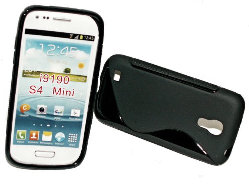 PeKa Internethandel Design Silikon Rubber Case kompatibel mit Samsung i9190 Galaxy S4 Mini - Hülle Schutzhplle Bumper Cover in Schwarz