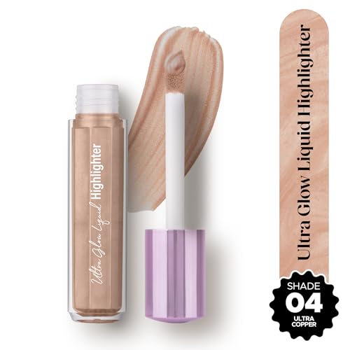 Image of Hilary Rhoda Ultra Glow Liquid Highlighter | Illuminating & Glitter Liquid Highlighter | Dewy Finish | Cruelty-Free & Vegan | Luminescent Finish | Weightless Formula -3.8g (Ultra Copper - Shade 04)