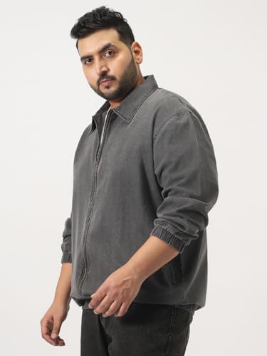 Image of Urbano Plus Men's Relaxed Fit Full Sleeve Harrington Denim Jacket