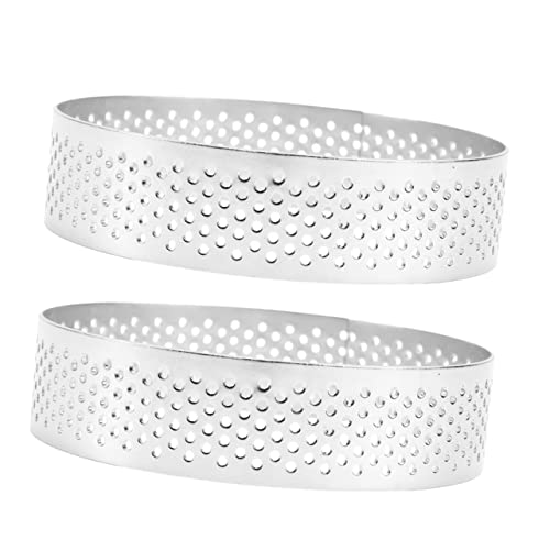 KICHOUSE 2Pcs Round Tart Rings Non Stick Baking Tool for Mousse Cakes Tarts for Home Kitchen Bakery and More Easy to Demould Design