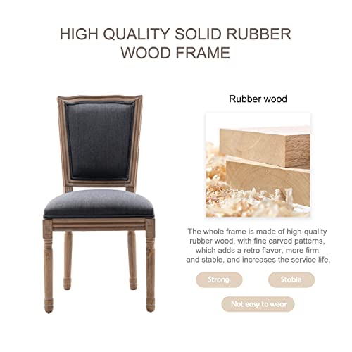 Image of Virabit French Dining Chairs Set of 6, Louis Dining Chairs with Square Backrest and Exquisitely Carved Solid Wood Frame for Living Room, Kitchen, Restaurant