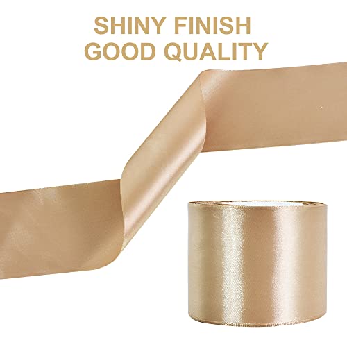 TONIFUL Gold Satin Ribbon 3 Inch X 25yds Solid Silk Ribbons for Gift Wrapping Craft, Floral Bouquets - Image 4