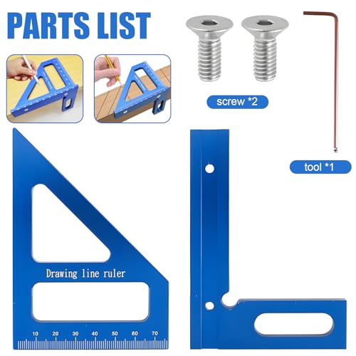 3D Multi Angle Measuring Ruler, 45° & 90° Degree Triangle Layout Scriber, Aluminum Alloy Miter Triangle Ruler Woodworking Measuring Tools, Woodworking Square Protractor for Engineer Carpenter (Blue) 4 3D Multi Angle Measuring Ruler, 45° & 90° Degree Triangle Layout Scriber, Aluminum Alloy Miter Triangle Ruler Woodworking Measuring Tools, Woodworking Square Protractor for Engineer Carpenter (Blue) - Image 4