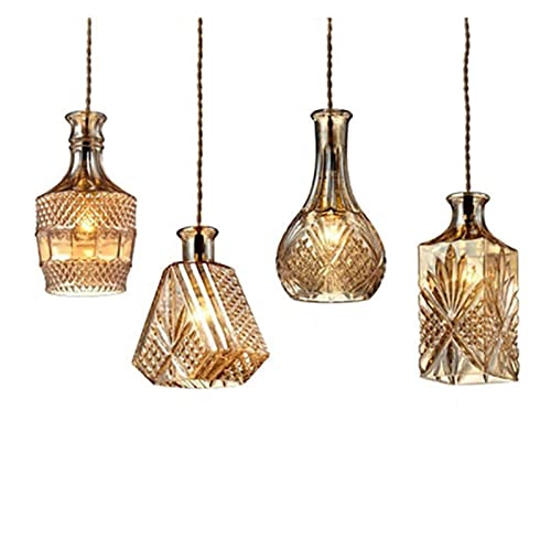 Lustre en cristal créatif en forme de bouteille de verre rétro pour bar