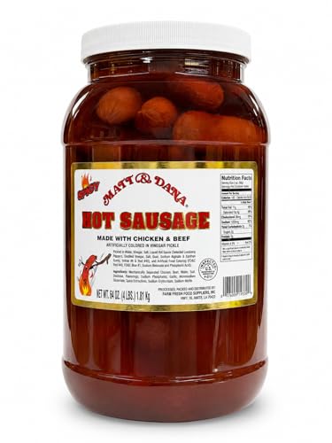 Pickled Spicy Hot Sausage 64 Oz.(4lb) Size Made with Chicken