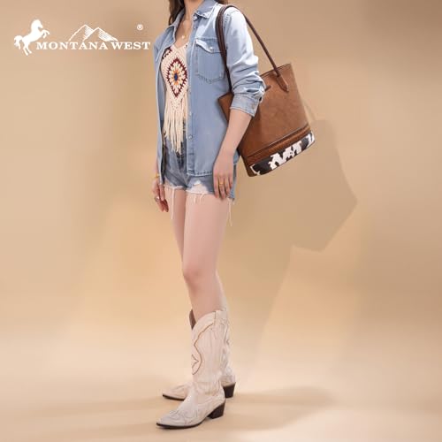 Image of Montana West Woven Tote Bags for Women Purses and Handbags with Back Zipper Pocket