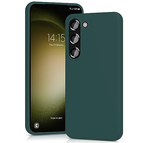 Image of YATWIN Silicone Case for Samsung Galaxy S23 5G, Soft-Touch, Shockproof, DustProof, Antiskid Full Body Armour Phone Cover for Samsung Galaxy S23 5G - Dark Green