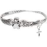 Heirloom Finds Silver Tone Guardian Angel Bangle Bracelet Guide and Protect