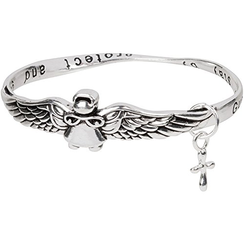 Heirloom Finds Silver Tone Guardian Angel Bangle Bracelet Guide and Protect