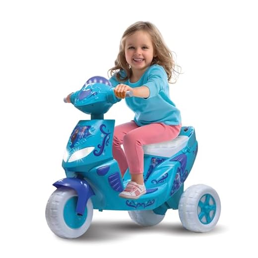 Kid Trax Disney Frozen Kids Scooter Ride On Toy, 6 Volt, Kids 3-5 Years Old, Max Weight 55 lbs, Single Rider, Battery and Charger Included, Blue