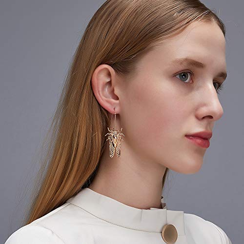 MXUHUI Vintage Big Bug Cicada Insect Pendant Earrings on Kidney Wire Hoops Dangle Earrings Retro Animal Jewlery2