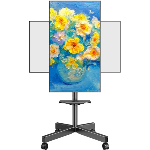 Compatible With The Frame Tvs - 90&deg; Landscape To Portrait, Height Adjustable Tv Cart On Wheels, Max Vesa 400x400mm