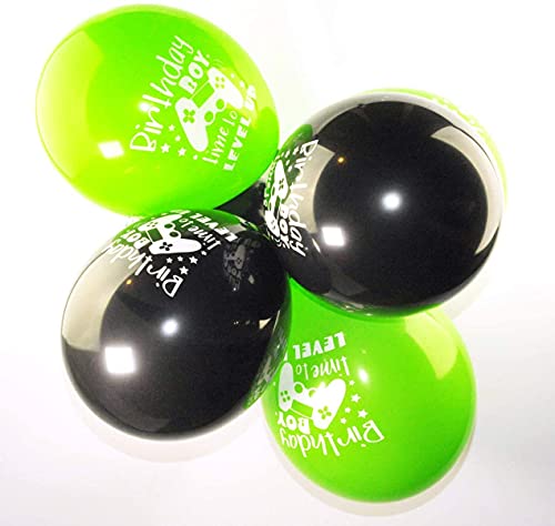 Happium Happy Birthday Boy Time to Level up - Palloncini in lattice per feste, 30,5 cm, confezione da 10 (nero, verde)