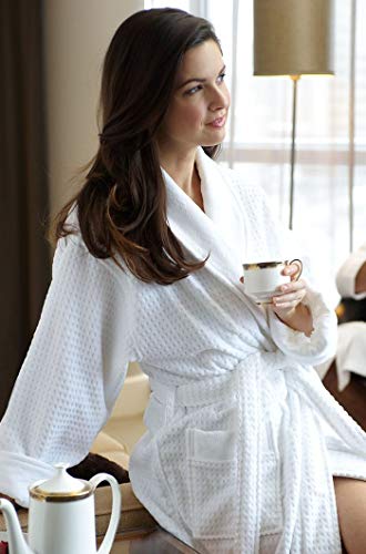 Mansfield, Unisex Terry Velour Jacquard Spa Robe with Shawl Collar, White3