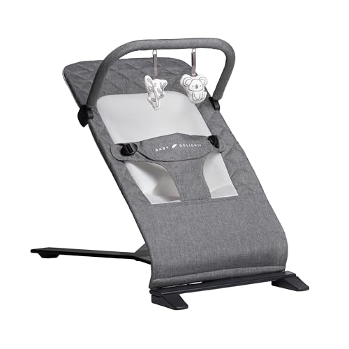 Baby Delight Alpine Deluxe Portable Bouncer | Infant | 0 &ndash; 6 months | Charcoal Tweed