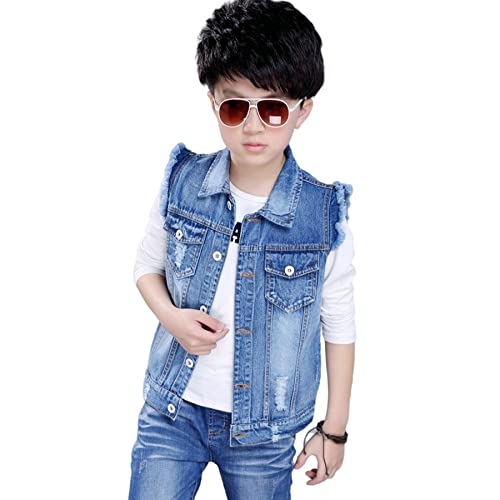 Kids Boys' Fashion Sleeveless Outerwear Denim Jacket Vest Age 4-13 Years
