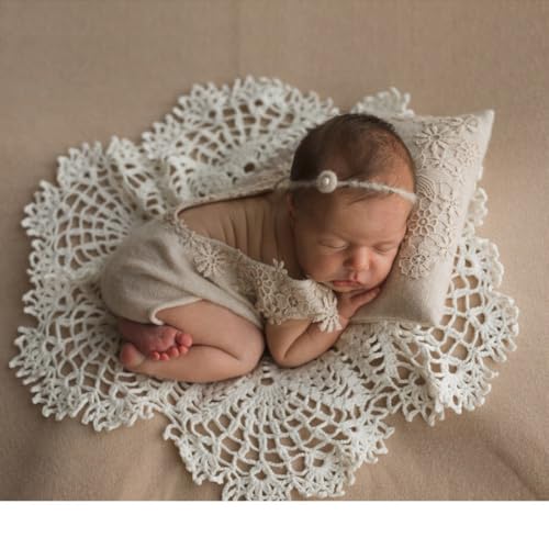 Baby Photography Props Wrap Mat Newborn Boy Girl Photo Shoot Positioning Cushion Lace Wrap Mat Photography Shoot (White)
