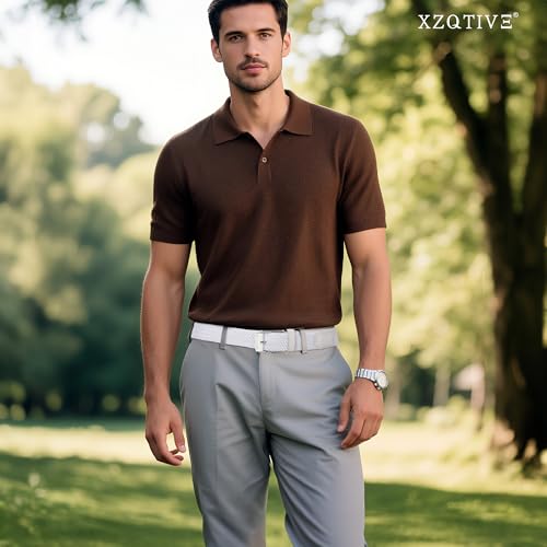 Image of XZQTIVE Braided Stretch Belt Mens Gift Elastic Woven Belt for Golf Casual Pants Shirts Jeans