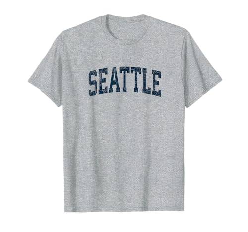 Seattle Washington WA Vintage Athletic Sports Navy Design T-Shirt