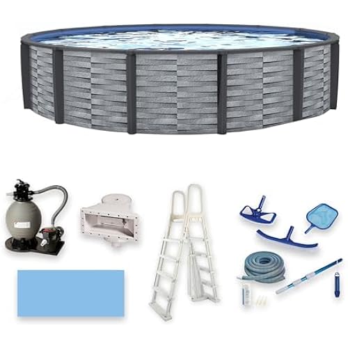 Affinity 27-ft Round 52-in Deep 7-in Top Rail Resin Swimming Pool Package