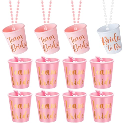 12 Pcs Hen Party Shot Glasses Fun and Durable Pink Plastic Beaded Necklace Shot Glasses Perfect for Bachelorette Parties Bridal Showers and Girls Nights Out