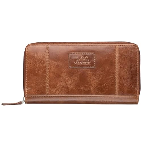 Mancini Casablanca Full Grain Leather RFID Secure Clutch Wallet, Cognac