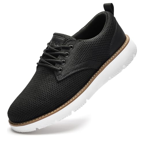 Image of Men's Breathable Mesh Comfortable Business Casual Shoes with Sneakers Design for Long Standing, Office Work, Formal Occasions & Walking Black
