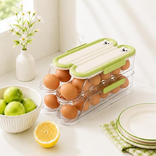 Dispensador de huevos automático con 2 niveles y tapa protectora 4