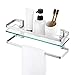 KES Glasregal Glasablage Duschablage Glas 8 mm Badregal Badezimmer Wand Halterung mit Handtuchhalter Wandmontage Halterung Aluminium Silber, A4127A