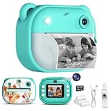 Kids Camera Instant Print,Instant Camera with Silicone Cover,1080P HD Dual-Lens Selfie Digital Cameras with 4 Rolls Paper & 32GB Card,Christmas Birthday Gifts for Toddler Teenagers Age 3-14