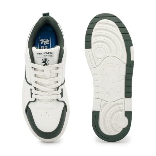 Image of Red Tape Men's Sneakers Black White Pu Round Toe Lace-Up