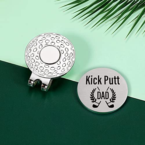 Kttgyre Funny Stainless Steel Golf Ball Marker - Kick Putt Dad Golf Ball Marker With Hat Clip, Novelty Golfing Golf Accessories Gifts For Husband, Dad, Father, Papa, Grandpa, Coworker, Golf Lovers #TOP2