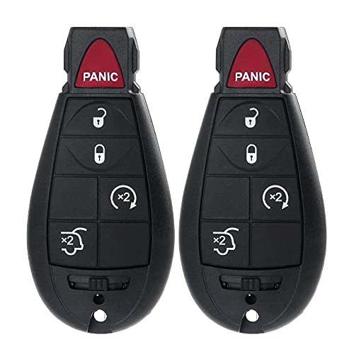 ECCPP 2X 5 Button 433MHz Replacement Unncut Automotive Keyless Entry Remote Control Transmitter Key Fob for Jeep Dodge Chrysler M3N5WY783X