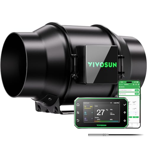 VIVOSUN Ventilateur en ligne 150 mm 660 m³/h AeroZesh G6 avec moteur EC et GrowHub E42A+, contrôle VPD, WiFi/App, ventilation pour tentes de culture, refroidissement et hydroponie