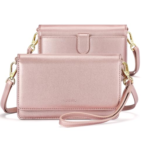 Image of nuoku Women Small Crossbody Bag Cellphone Purse Wallet with RFID Card Slots 2 Straps Wristlet