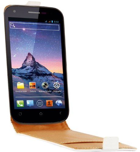Swiss Charger SCP10083W Etui en Cuir pour Wiko Cink Peax Blanc