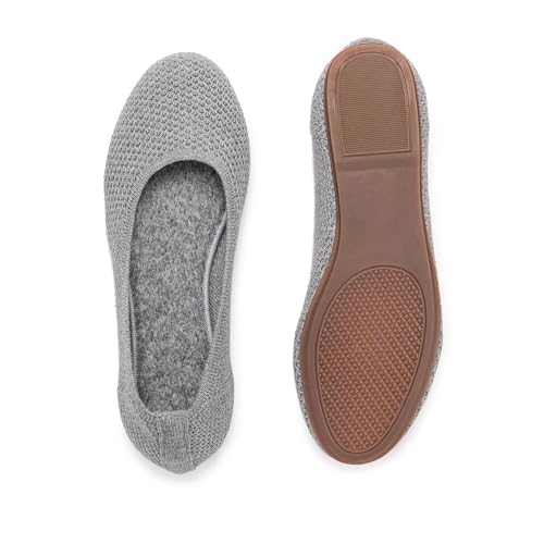 Image of Frank Mully Women's Ballet Flat Shoes Knit Dress Shoes Round Toe Slip On Ballerina Flats for Woman Low Wedge Comfort Soft