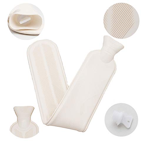 Long-Hot-Water-Bottle-with-Cover2L-Hot-Water-Bottle-with-Removeable-Washable-Soft-Plush-Cover-Warm-in-WinterNatural-Rubber-Bottle-for-NeckWaistBackLegsShoulder74-x-13cm-Dark-Grey
