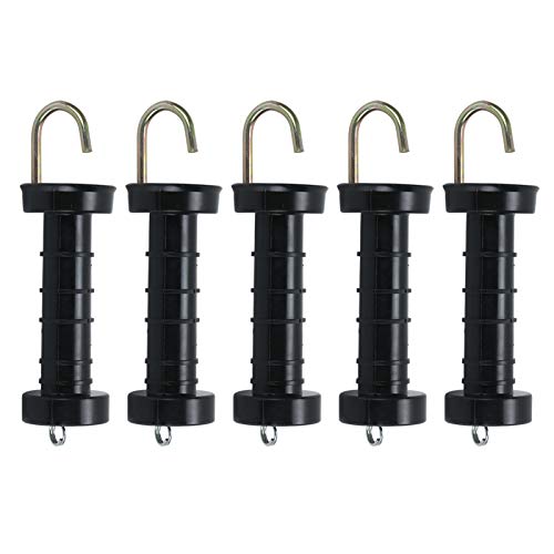 Trintion 5PCS Electric Fence Handles Insulated Spring Tension Gate Handle for Fencing Black