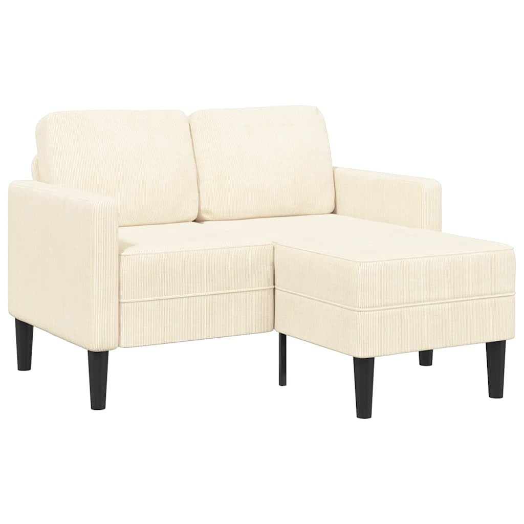 vidaXL Sofá de 2 plazas con Chaise Longue en Forma de L Crema 125cm, sofá de 2 plazas para Dormitorio, sofá de Dos plazas, sofá de Dos plazas