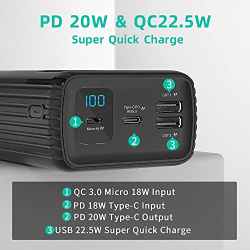 Konfulon Power Bank 50000Mah Fast Charging Portable Charger Pd Usb C 20W High Capacity Battery Bank 22.5W Quick Charge 3.0 With Lcd Display External Battery Back For Iphone 13,Macbook And Samsung #TOP3